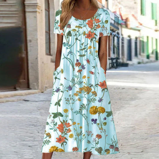 Athena | Floral Kleid mit Bauchbedeckung